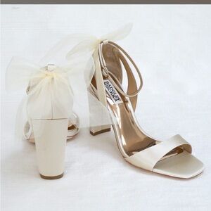 New Badgley Mischa Kim Mesh Bow Block Heels Size 8